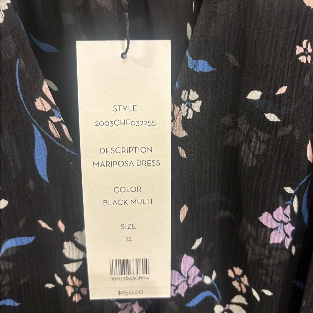 NWT Veronica Beard Black and Purple Floral Midi Dress - Picture 4 of 6